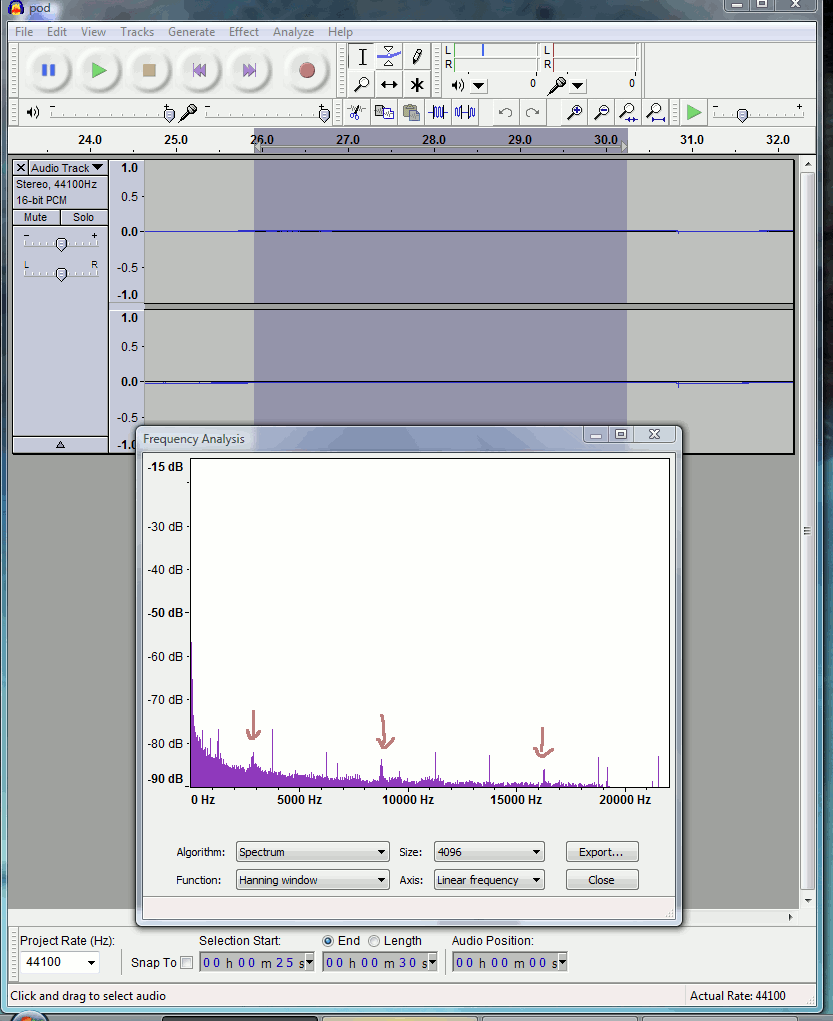 Spectrum Analysis of powered on PocketPOD